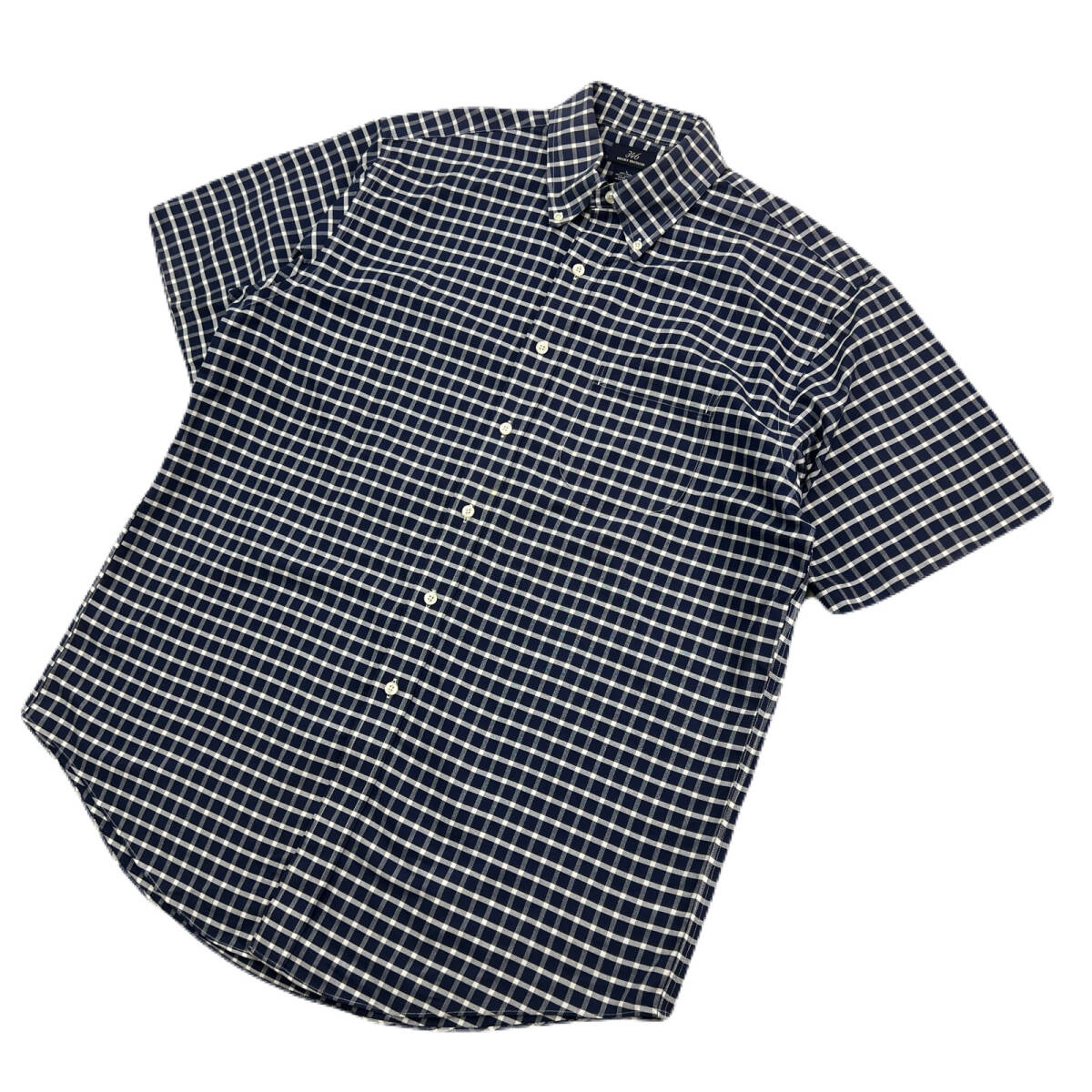 ブルックス ブラザーズ 半袖シャツ コットン製 ダークネイビー チェック Lサイズ 【 カチッとした雰囲気♪ 】 BROOKS BROTHERS ●A376拍卖
