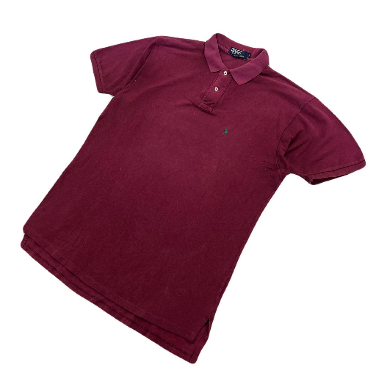 ポロラルフローレン 半袖 ポロシャツ エンジ バーガンディ メンズ Lサイズ POLO RALPH LAUREN ●N281拍卖