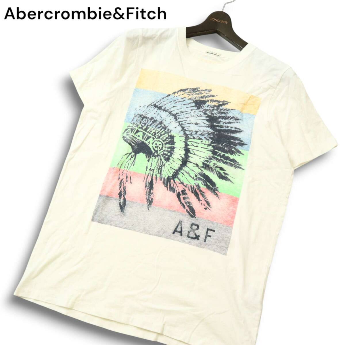 Abercrombie&Fitch アバクロンビー&フィッチ ネイティブアメリカン★ 半袖 Tシャツ カットソー Sz.XL メンズ 白 大きい拍卖