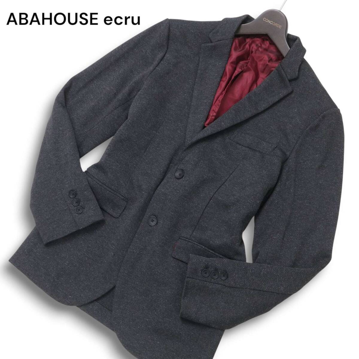 ABAHOUSE ecru アバハウス エクリュ 秋冬 背抜き★ 2B アンコン テーラード ジャケット Sz.50 メンズ グレー拍卖