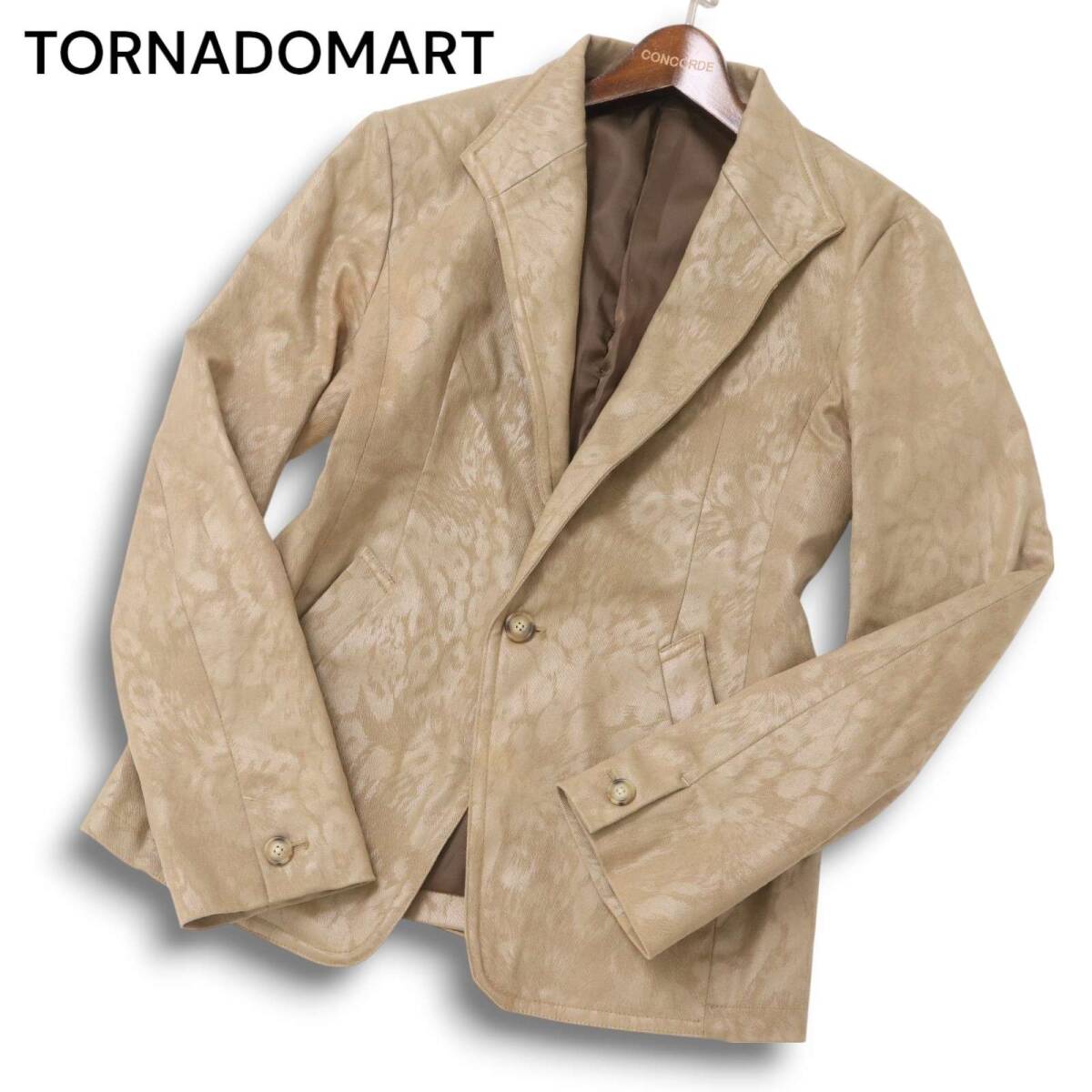 TORNADOMART トルネードマート 通年 総裏 襟ワイヤー レオパード柄 総柄★ イタリアンカラー ジャケットSz.L メンズ拍卖
