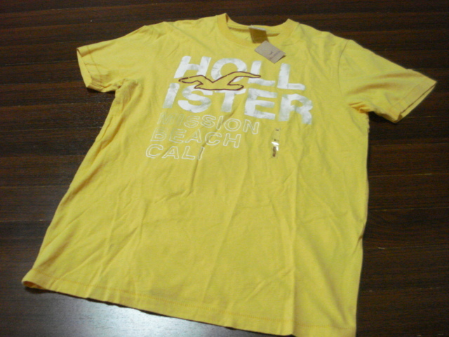 ホリスター半袖ロゴTシャツ/メンズ/黄色/L/新品拍卖