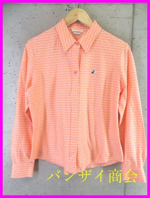 【送料300円可】9180s17◆美品です◆日本製◆BLACK&WHITE ブラックアンドホワイト 長袖チェックポロシャツ L/ゴルフジャケットパンツニット拍卖