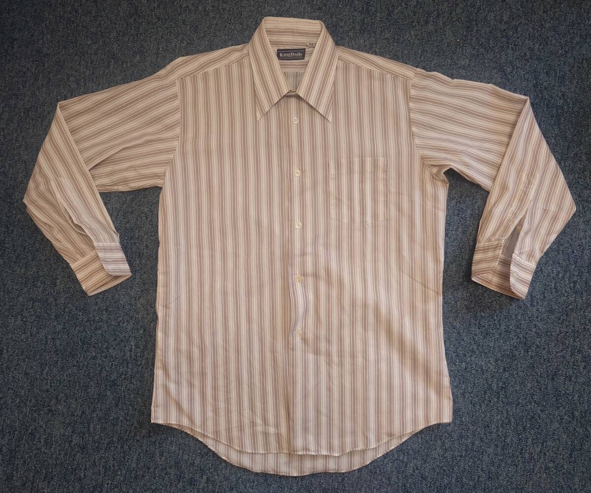 【ワイシャツ】King Daily ブラウンストライプ メンズ 長袖 ビジネス シャツ LL(41-78)サイズ 拍卖