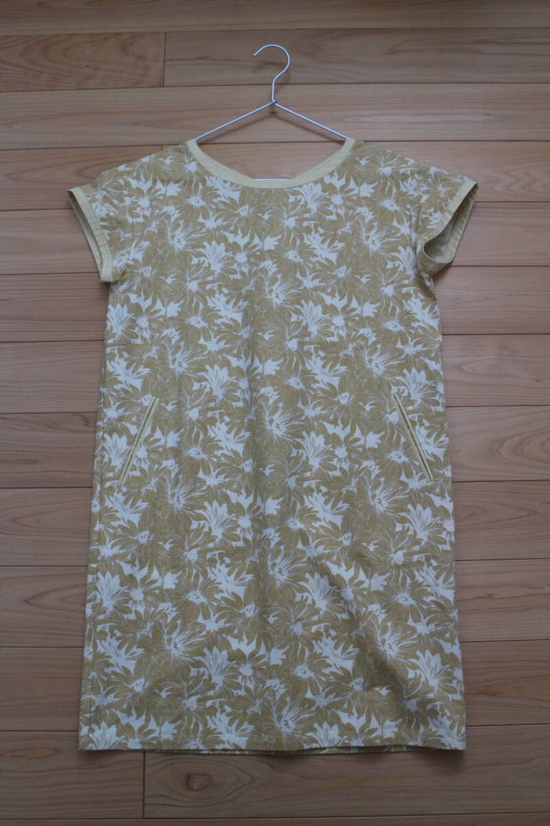 【賢くおしゃれ♪】日本製*ivory court アイボリーコート*大人可愛いレトロ花柄夏美人着るだけで主役上質ワンピチュニック F LEEリネン黄色拍卖