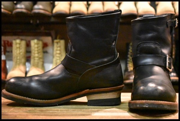 【9.5D 良品 12年】レッドウィング 2976 ショート エンジニア 黒 ブラッククローム スチールトゥ ブーツ redwing HOPESMORE拍卖