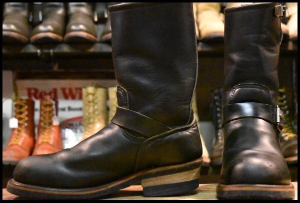 【7D 良品 PT91刺繍】レッドウィング 2268 エンジニア 黒 ブラッククローム スチールトゥ プルオン ブーツ redwing HOPESMORE拍卖