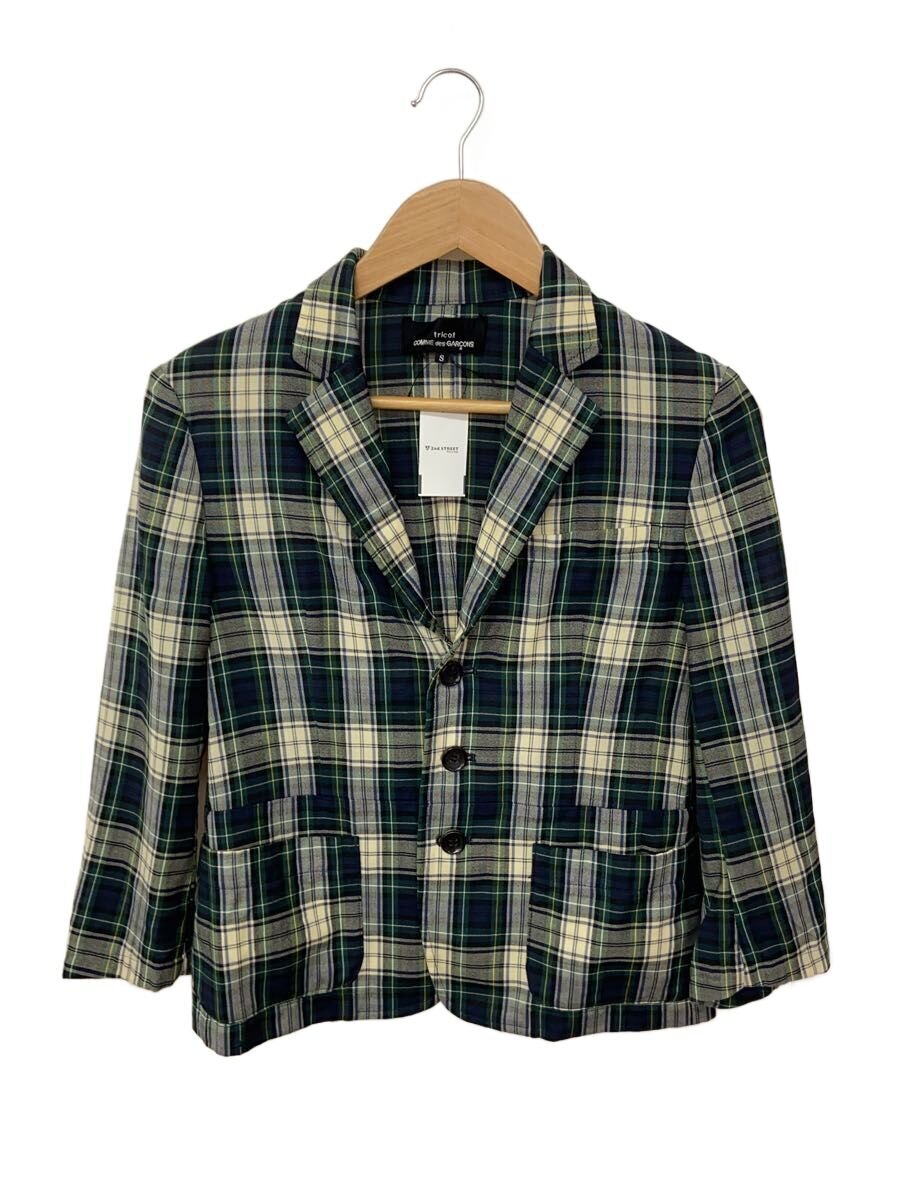 tricot COMME des GARCONS◆テーラードジャケット/S/ウール/GRN/チェック/TO-J028拍卖