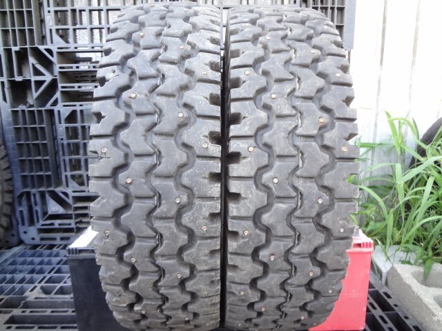 ●L288 フォークリフト 冬 ピン付き 美品 ブリヂストン INDUSTRIAL SNOW01 7.00-12 12PLY 2本 NYLON 2019年製拍卖