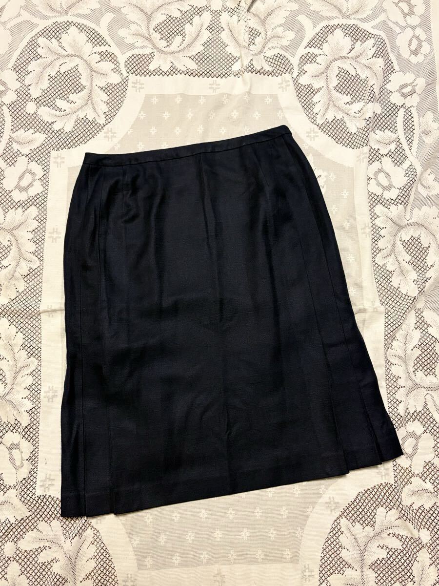 【美品 大サイズ】★レリアン シルクスカート 濃紺 シンプルで素敵!/13+★拍卖