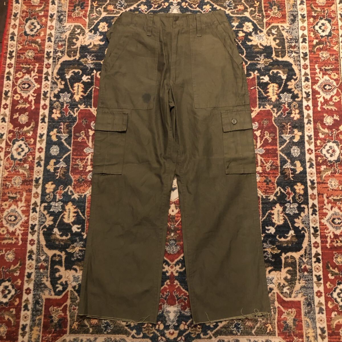 Euro Army ユーロ カーゴパンツ ミリタリー カーキ ワークパンツ ヴィンテージ ジップ 古着 WORKWEAR パンツ L 相当拍卖