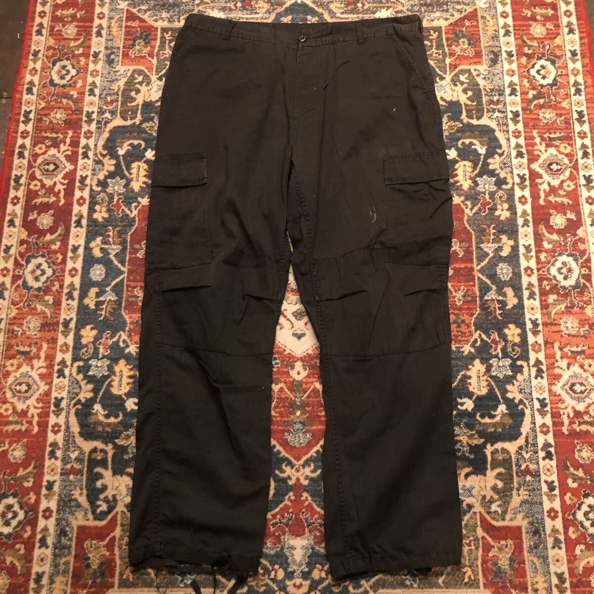 90s カーゴパンツ ワークパンツ ミリタリー ヴィンテージ ペインター ダブルニー ドローコード コットン ポリ グレー 古着 2XL 相当拍卖