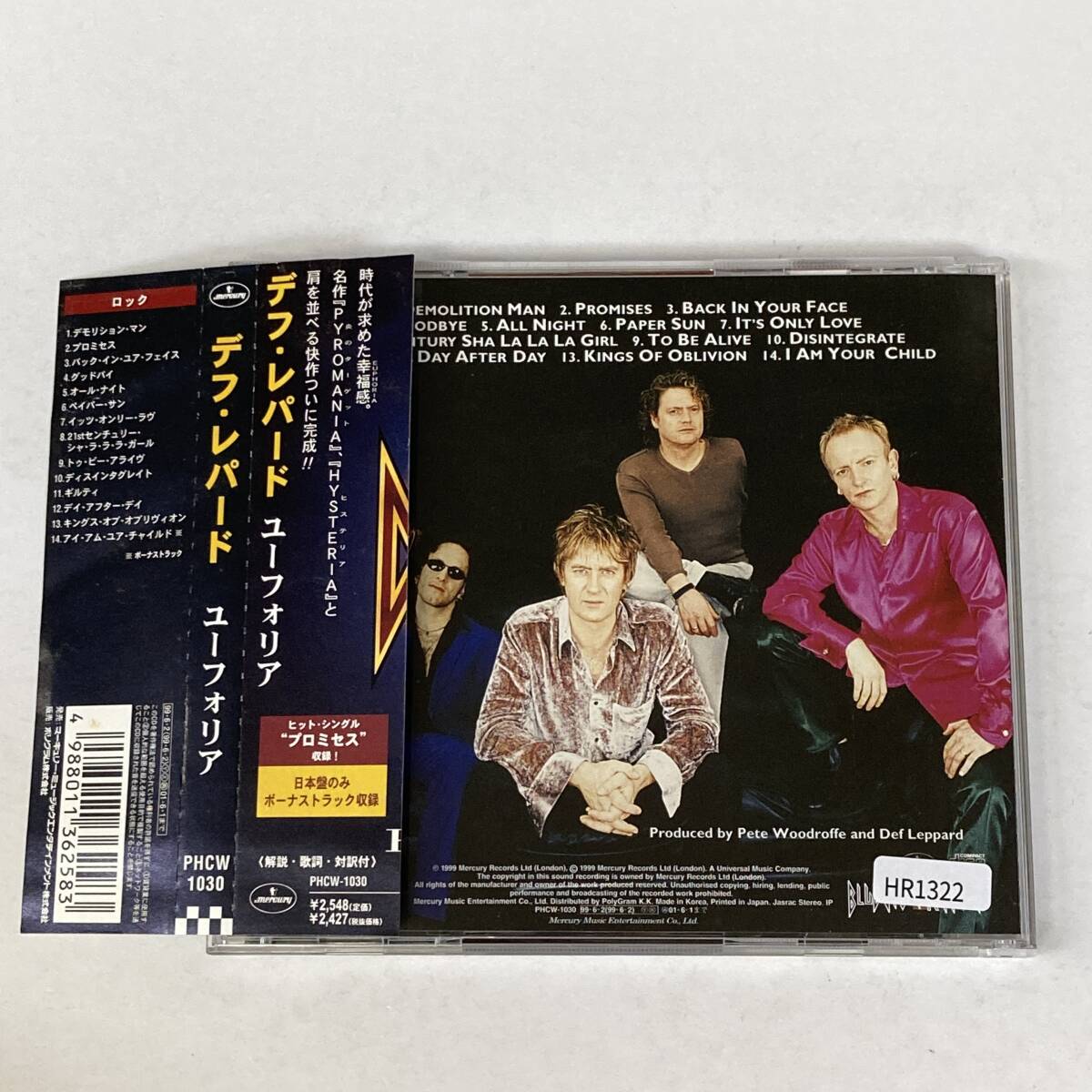 HR1322 CD *DEF LEPPARD* EUPHORIA 帯付拍卖