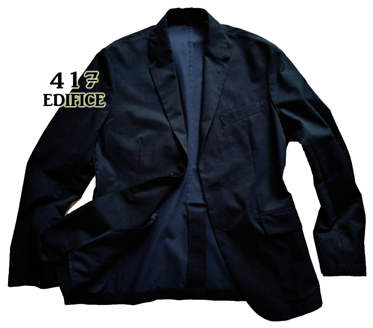美品 エディフィス417の春夏用ジャケットM 濃紺拍卖