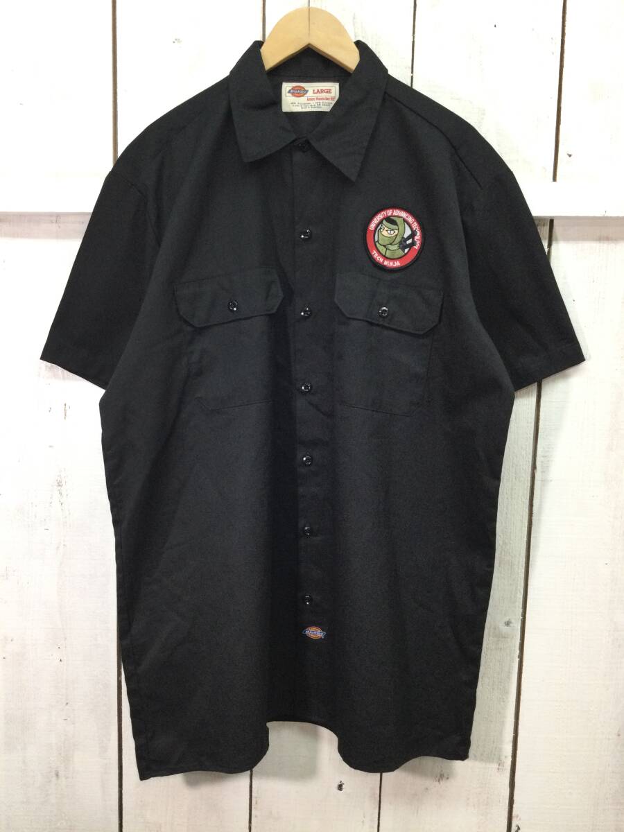 Dickies ディッキーズ ワッペン付き 半袖シャツ ワークシャツ メンズL 大きめ【良品、一部キズあり】拍卖