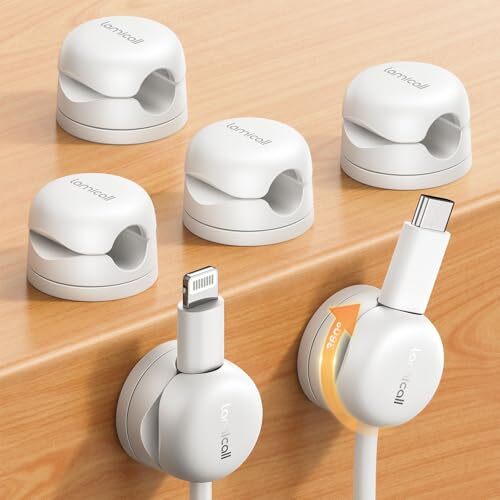 360°回転 バネ式 ケーブルホルダー 6個セット 固定 Lamicall : 回転可能 ケーブル クリップ 強力粘着 壁 卓上 太め コード拍卖