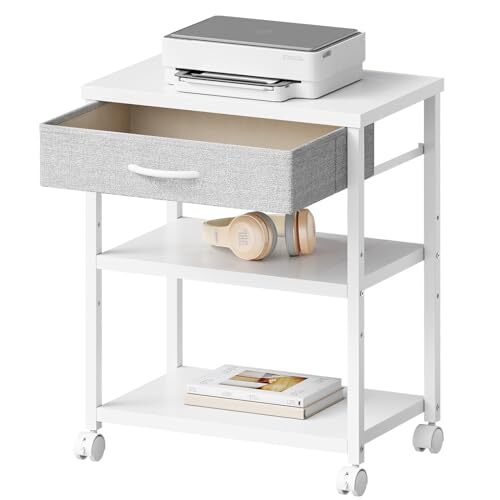 Maihail サイドテーブル ワゴン キャスター付き パソコンラック サイドワゴン プリンター台 デスクワゴン 板は調節可能 袖机 PC本体収拍卖