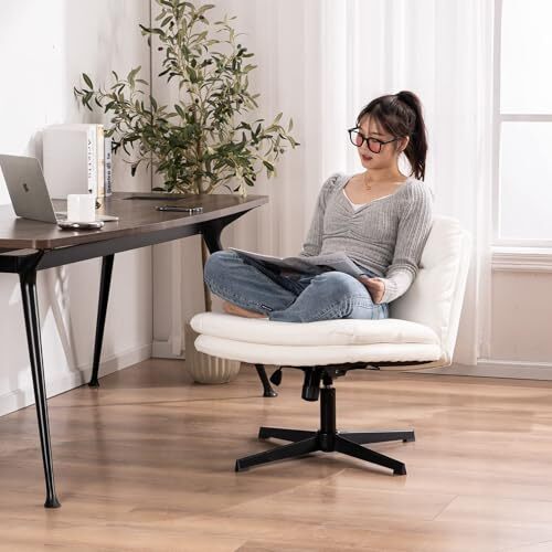 SKYE デスクチェア アームレス オフィスチェア ホイールなし パソコンチェア クロスレッグ 椅子 ワイド ホーム オフィス デスクチェア 高拍卖
