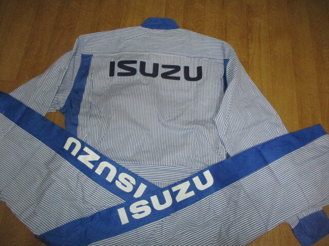 いすゞ いすず イスズ 純正 旧デカロゴ ヒッコリー系ストライプ 作業ツナギ サイズLL 未使用デッドストック ジャケットエルフ拍卖