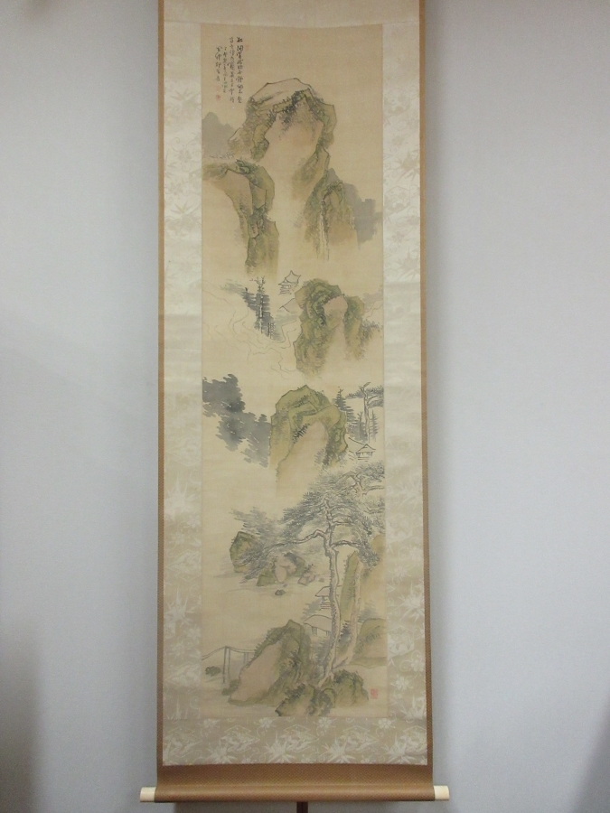 【真作保証】 平野五岳 直筆 青緑山水 名品 豊後南画 三絶僧 浄土真宗 大谷派 (広瀬淡窓 田能村竹田) 大分県 日田 掛軸作品何点でも同梱可拍卖