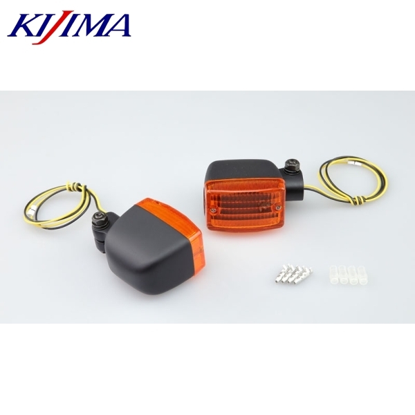 在庫あり KIJIMA キジマ 219-5189 ウインカーランプ #470 角 アースコード付 ブラック/アンバー 2個SET拍卖