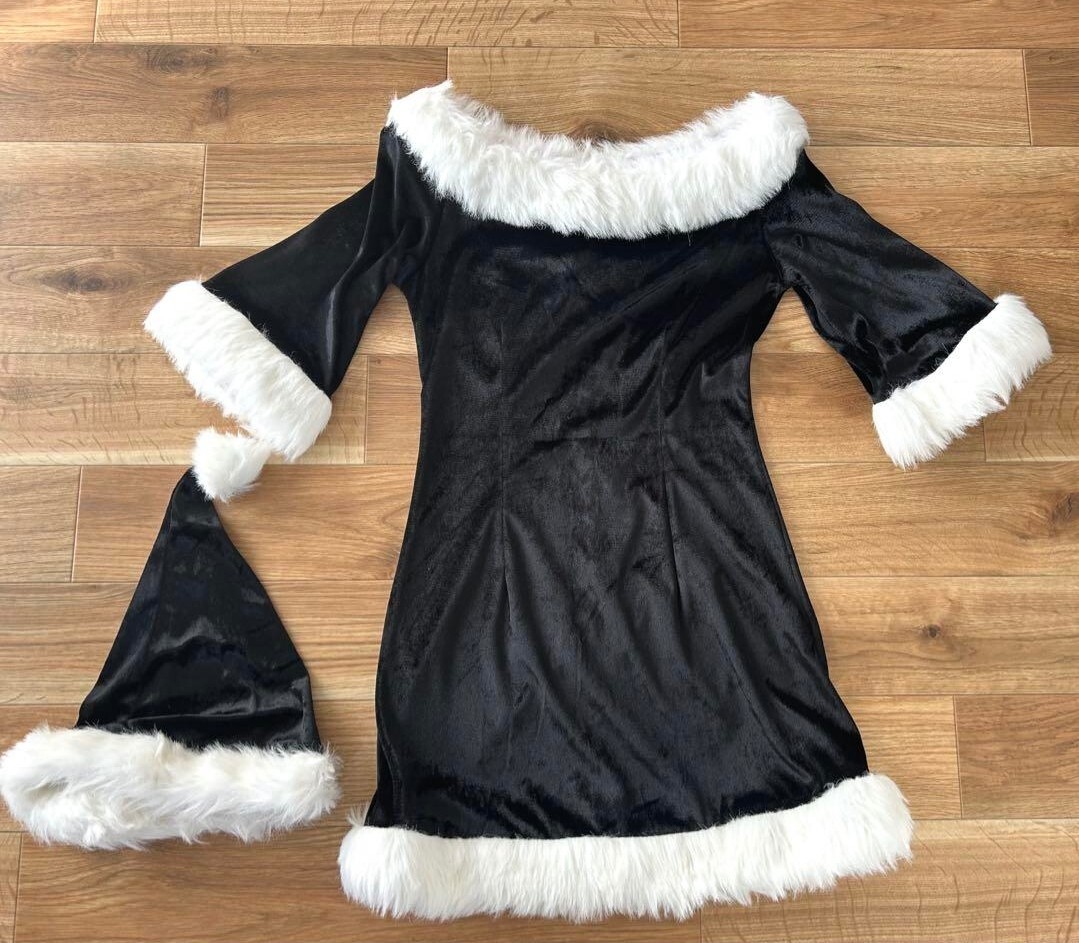 サンタコスプレクリスマスサンタコス黒シンプルワンピース ワンピース拍卖