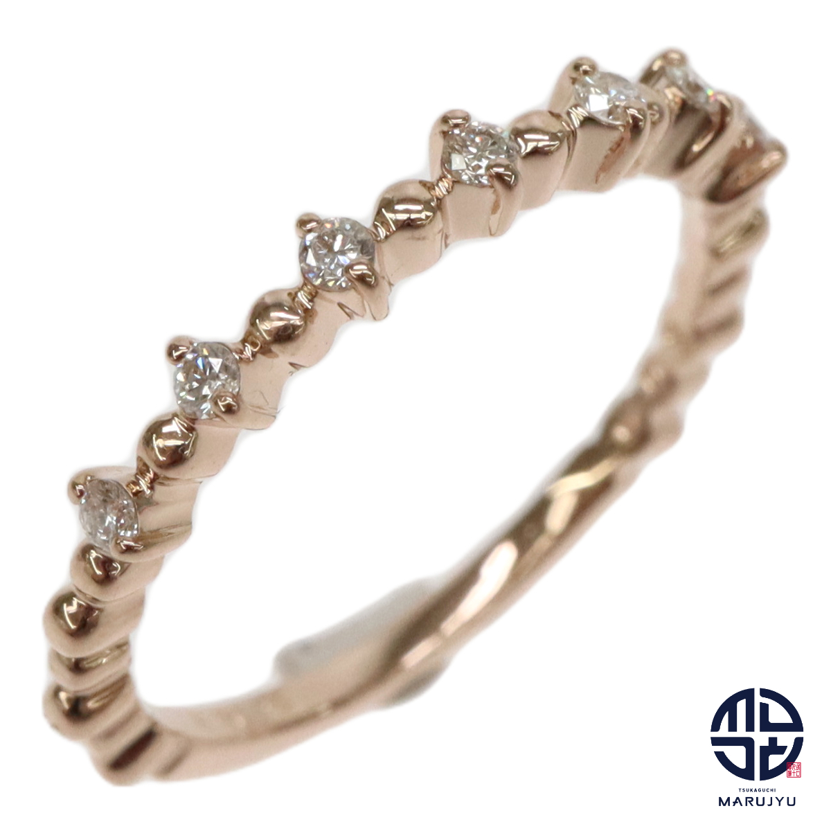 Ponte Vecchio ポンテヴェキオ K18PG 18金ピンクゴールド ダイヤ0.09ct デザイン リング 指輪 華奢 約8号 ジュエリー アクセサリー拍卖