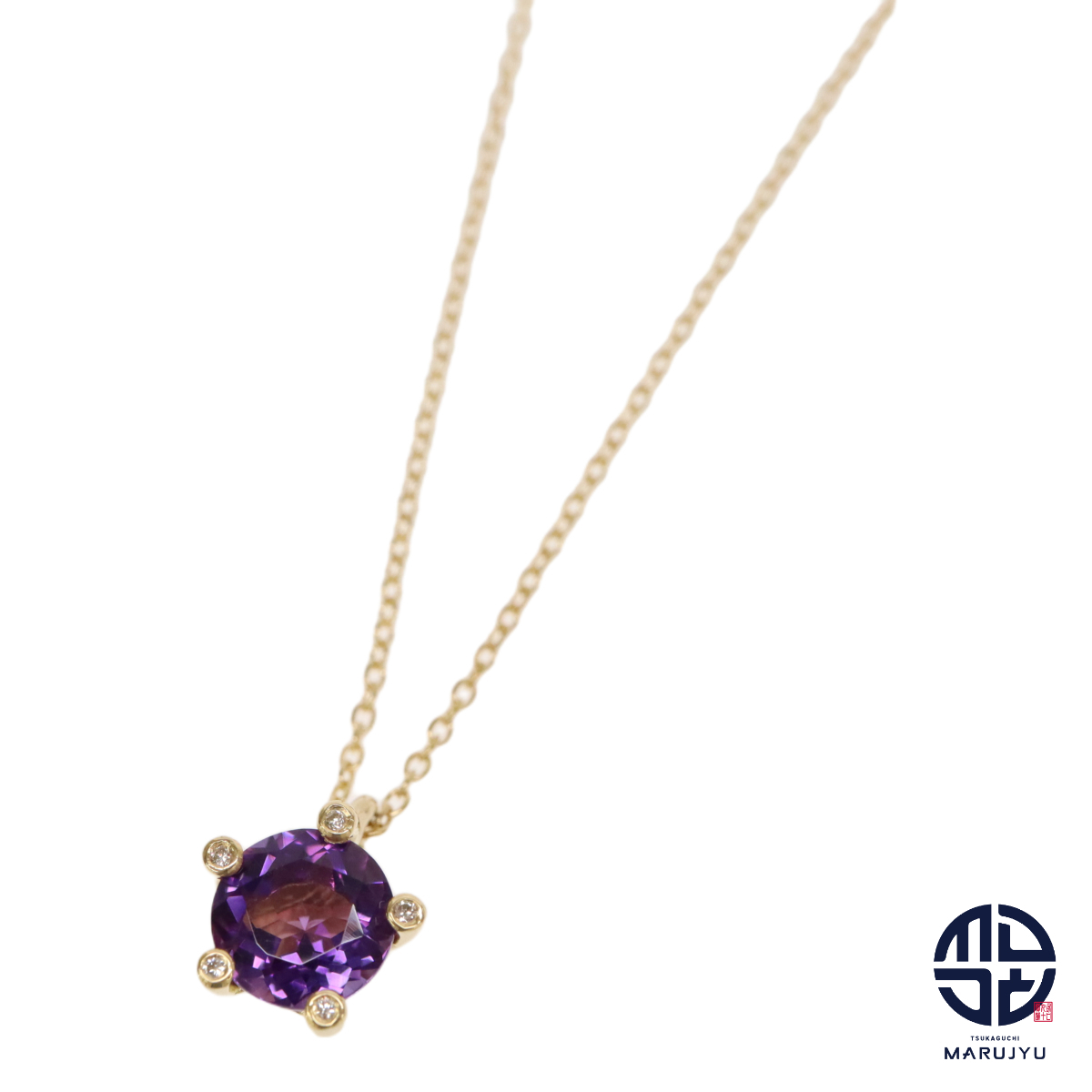 Ponte Vecchio PV ポンテヴェキオ 750YG 18金イエローゴールド K18 アメジスト1.30ct ダイヤ0.02ct ネックレス ジュエリー アクセサリー拍卖