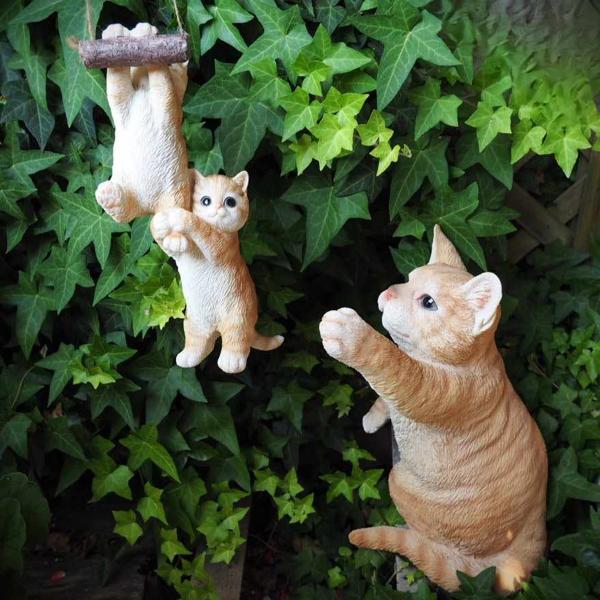 猫の置物 茶トラ 親子猫3匹セット Y119QY020QB 助けてー キャット ガーデンオブジェ CAT 動物 オーナメント ネコ拍卖
