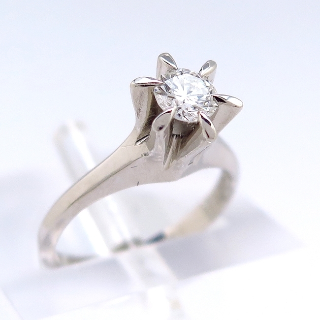Pt900 プラチナ リング 指輪 ダイヤモンド0.387ct 9-号 G-VS2-VG シンプル 立て爪 ソーティング 結婚【中古・新品仕上】/30198/10014644拍卖