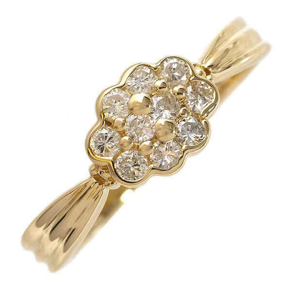 送料無料 本物 ダイヤモンドリング 指輪 K18YGイエローゴールド ダイヤ0.33ct 14号 仕上げ済み レディースアクセサリー おしゃれ キラキラ拍卖