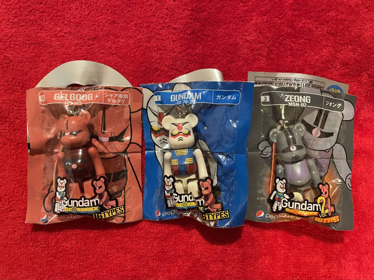 ★pepsi NEX Gundam BE@RBRICK 16TYPES ガンダムRX-78-2 ジオングMSN-02 シャア専用ゲルググMS-14Svol.①&②ベアブリック ストラップ3個拍卖