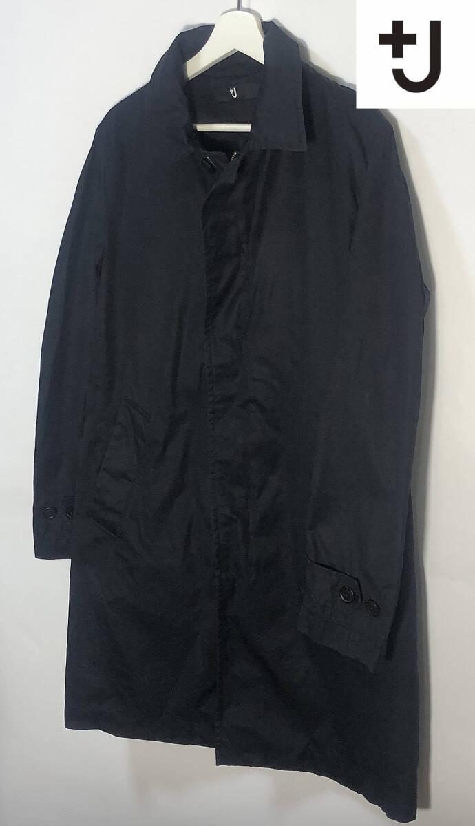初期/希少/高品質/美シルエット■+J/ユニクロ コラボ■ブラック ステンカラーコート■M■アーカイブコレクションジルサンダー拍卖