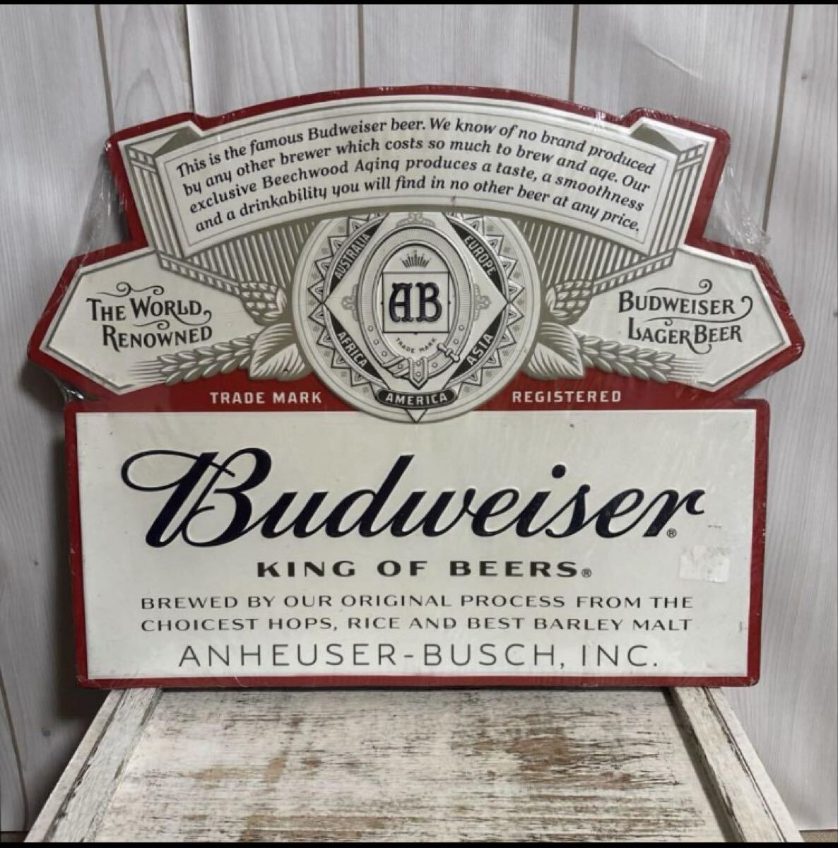 正規ライセンス品Budweiserバドワイザーガレージブリキ看板ビールアメリカン雑貨エンボスメタルプレートパネル拍卖
