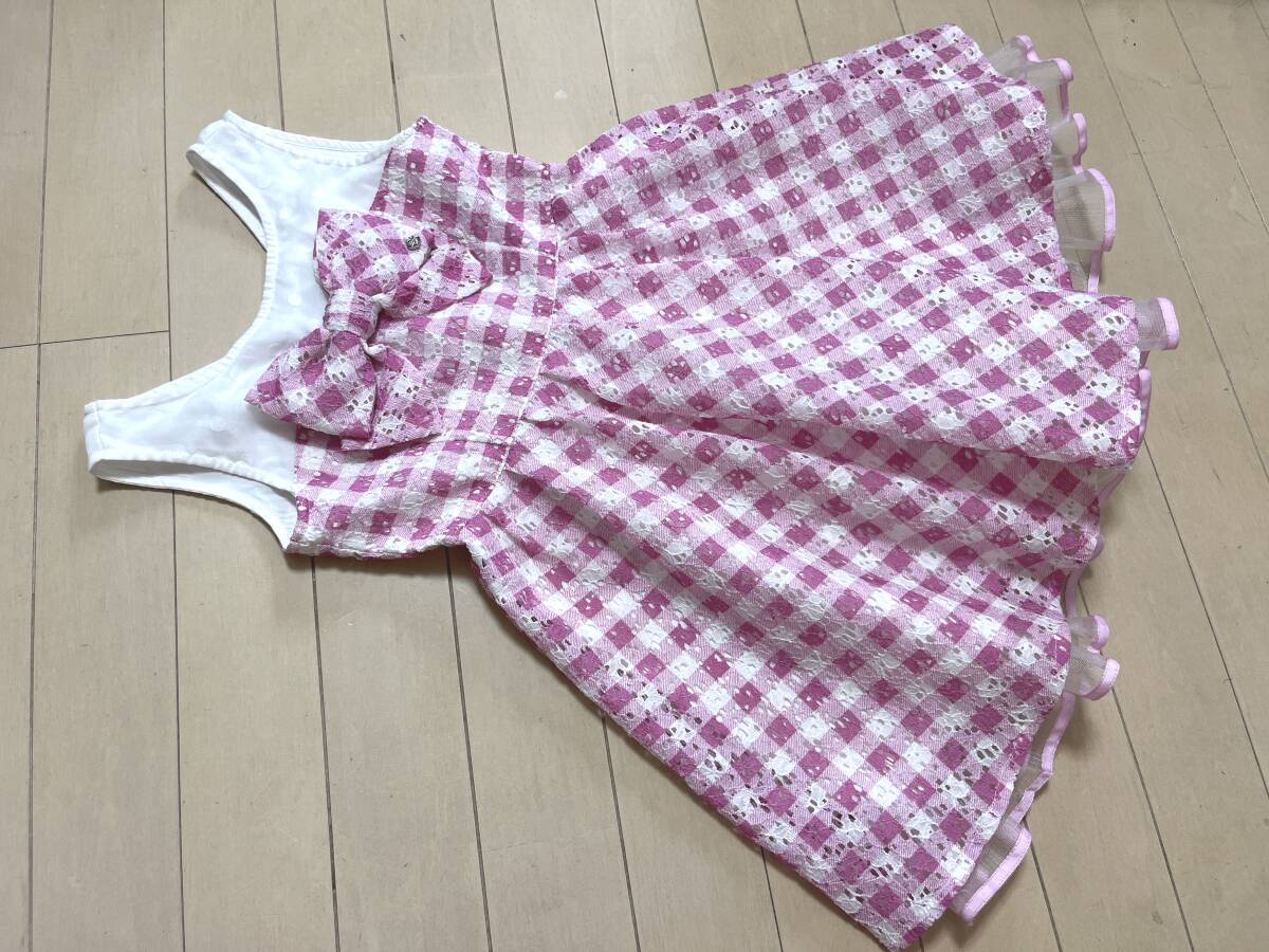 120サイズ:メゾピアノ◆ふんわりスカート*ワンピース:ピンク拍卖