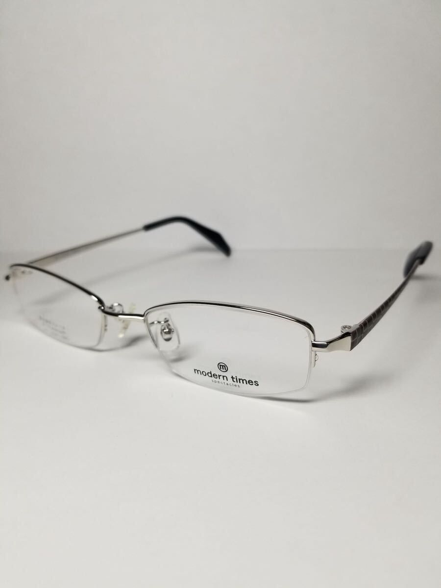 未使用 眼鏡 メガネフレーム modern times-1034 C-37 形状安定フレーム ハーフリム チタンフレーム 日本製 MADE IN JAPAN 50口18-140 BD-1拍卖
