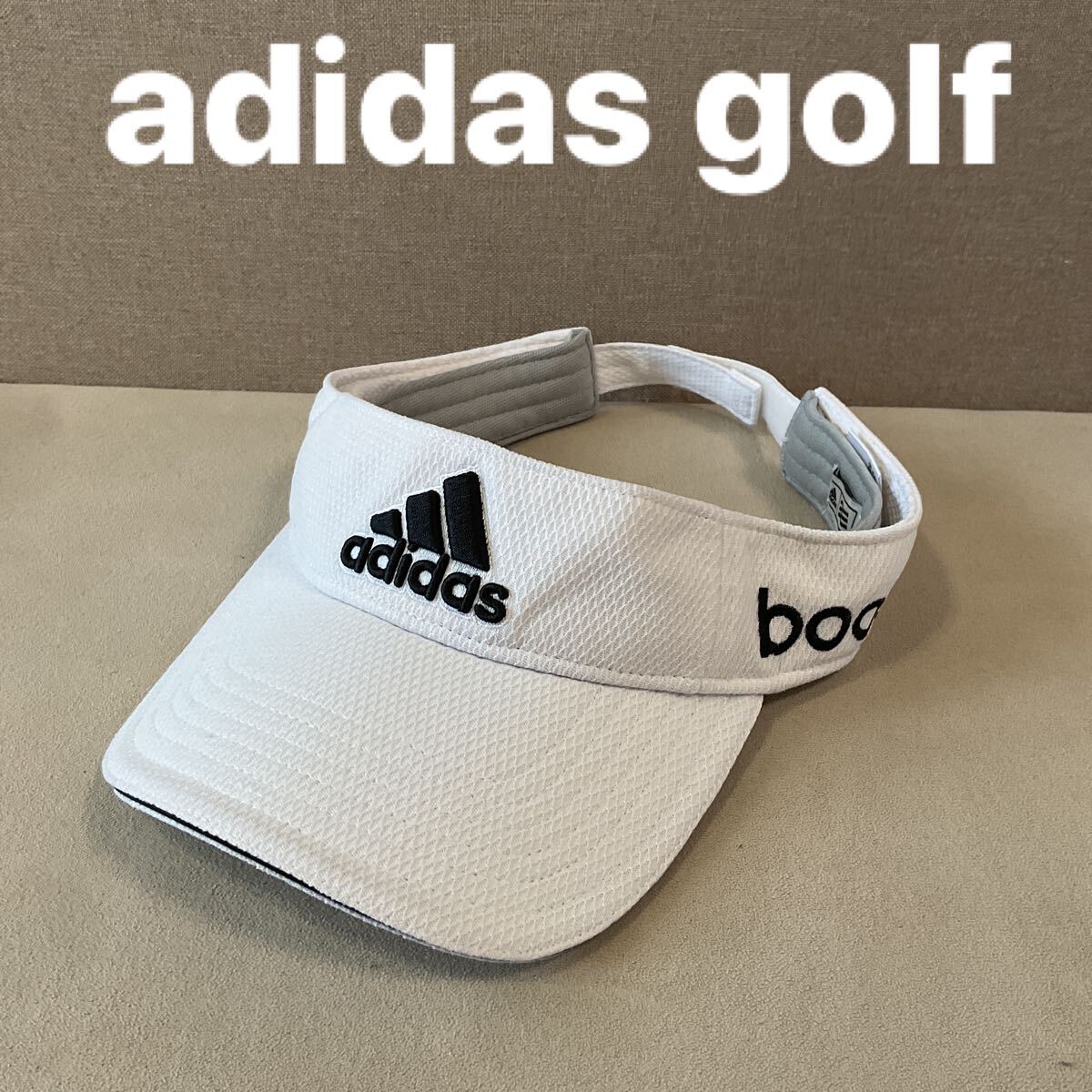 【超美品】 adidas golf アディダス ゴルフ サンバイザー ゴルフウェア 帽子 テーラーメイド製 男女兼用 ホワイト 立体ロゴ拍卖