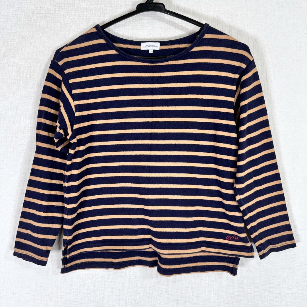 【UNITED ARROWS】ユナイテッドアローズ Green Label Relaxing 七分袖 ボーダー Tシャツ カットソー キッズ 145cm【a013】拍卖