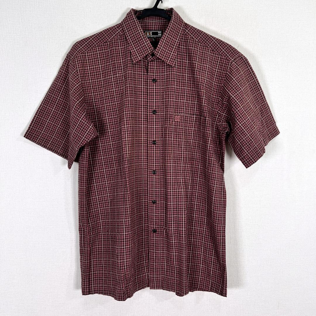 【DAKS】ダックス チェック 半袖 シャツ 柄物 男性用 トップス メンズ Lサイズ【a015】拍卖
