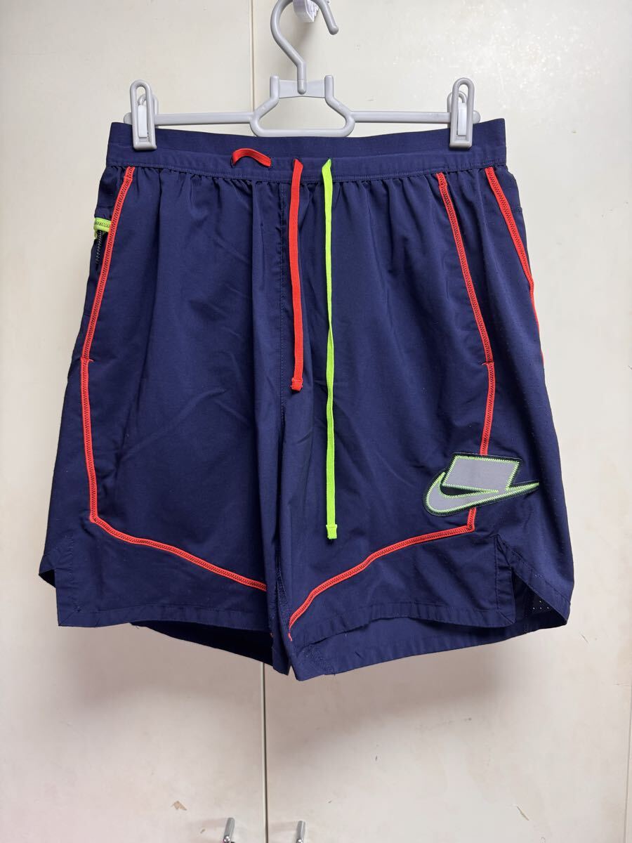 送料格安スピード発送!美品★NIKEナイキランニングパンツインナー無し赤ラインネイビー★Mサイズ登山トレランマラソン拍卖