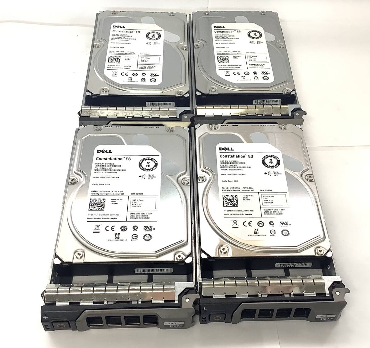 S7082834 DELL 2TB SAS 7.2K 3.5インチ HDD 4点 【中古動作品、複数出品】071028拍卖