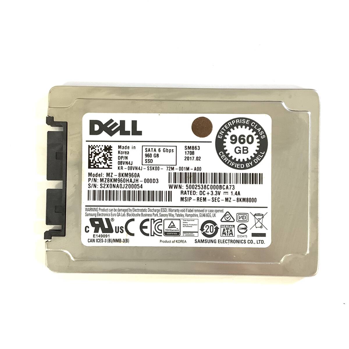 S70829154 DELL SATA 6 Gbps 960GB SSD 1点【現状お渡し品】070929拍卖