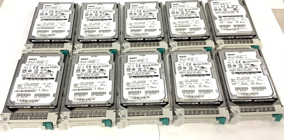 S7081638 HGST 450GB SAS 15K 2.5インチ HDD 10点 【中古動作品】071027拍卖