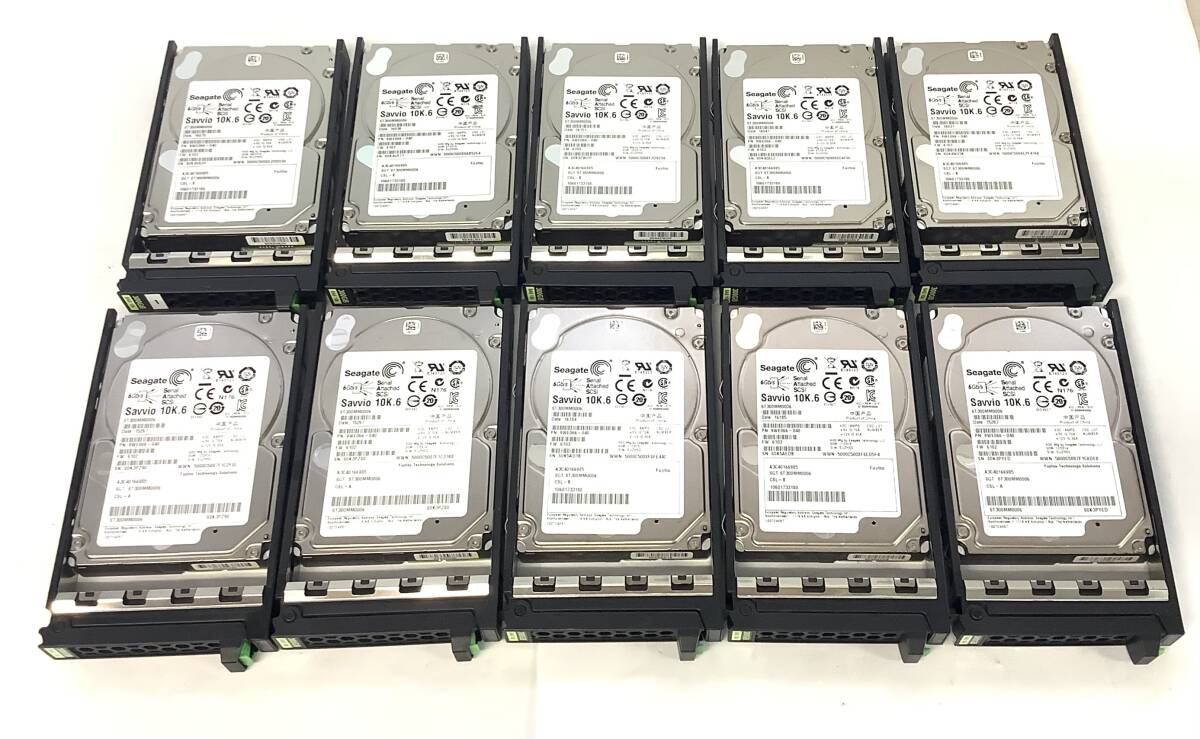 S7081935 SEAGATE 300GB SAS 10K 2.5インチ HDD 10点 【中古動作品】071015拍卖