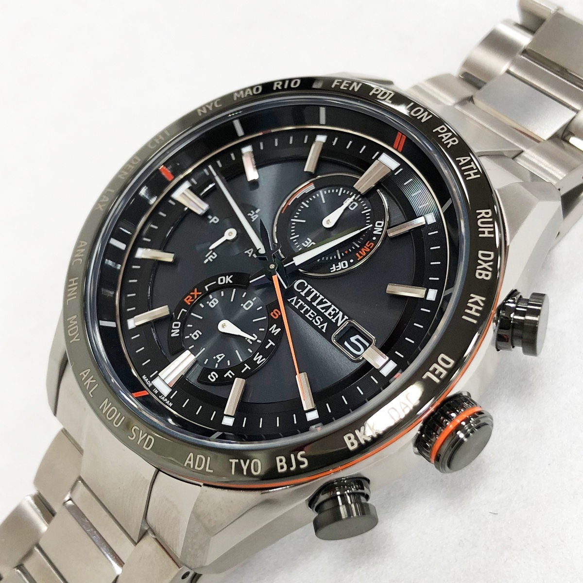 シチズン アテッサ ACT Line AT8189-61E 電波ソーラー クロノグラフ デイト 稼働品 メンズ 腕時計 CITIZEN拍卖