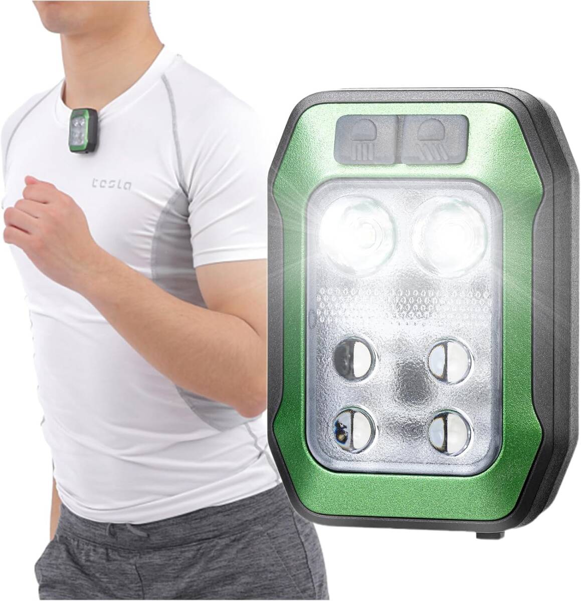 【新品】 ランニング ライト ネックライト ウォーキング 散歩 充電式 クリップライト (グリーン)拍卖