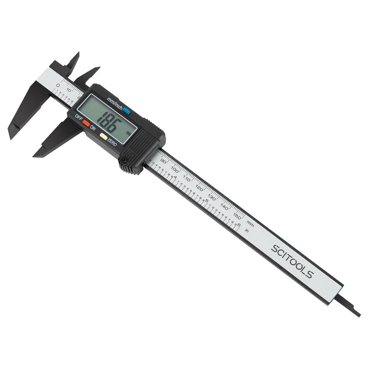 【新品】SCITOOLS ノギス 150mmデジタルノギス 保管ケース付 電池カバー外れない カーボンファイバー 液晶画面大文字表示拍卖
