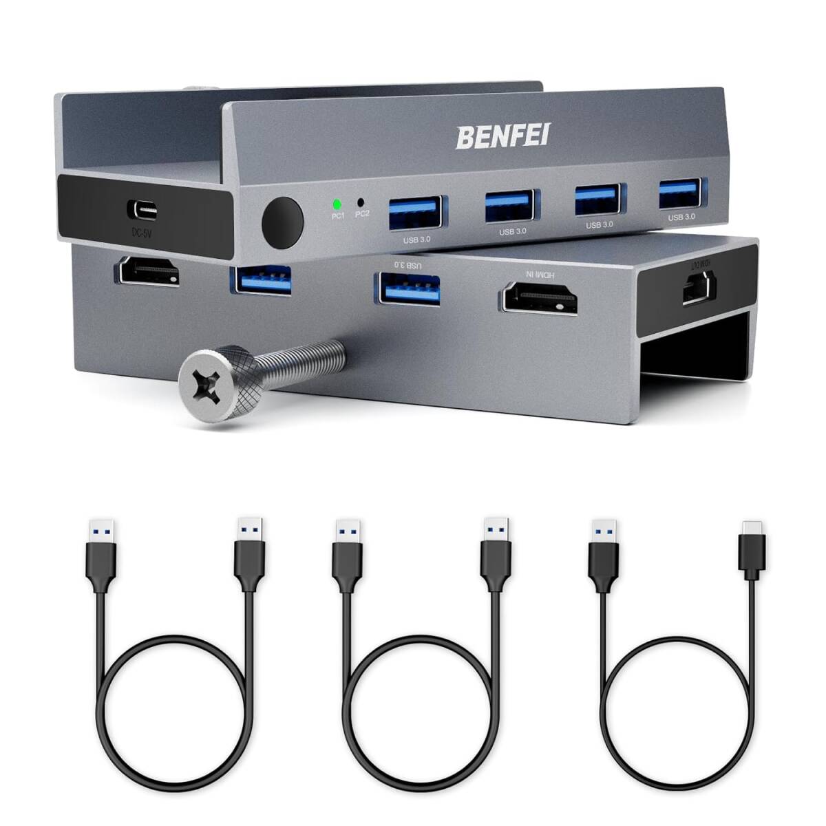 【新品】BENFEI USB 3.0 HDMI KVM 切替器 (8K@60Hz/4K@240Hz) USB 切替器、4 つの USB 3.0 ポート付き拍卖