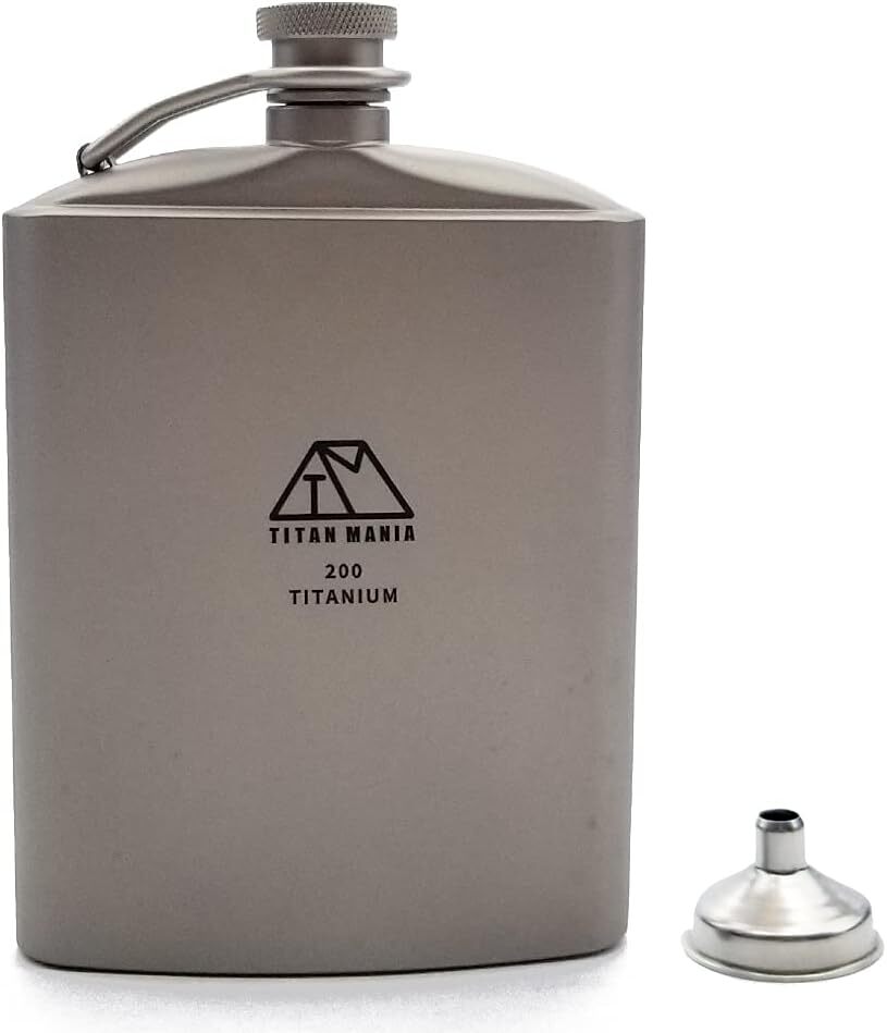 【新品】 TITAN MANIA(チタンマニア) スキットル チタン製 U型 200ml 漏斗付き 軽量 ヒップフラスコ拍卖