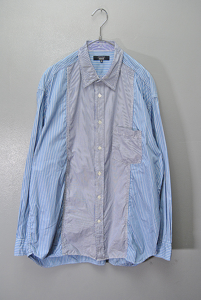 COMME des GARCONS HOMME コットンストライプシャツ コムデギャルソン オム ドッキング サックス ストライプ M拍卖